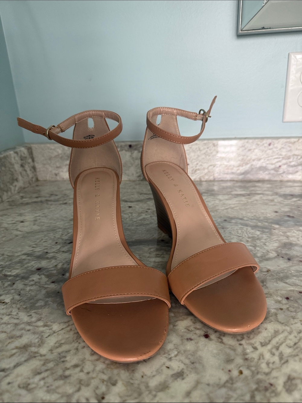 Kelly & Katie Cognac Ankle-Strap Block Heels